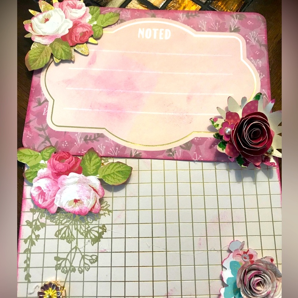 Notecards Roses Pink Valentine's Cards Handcrafted 2 pcs